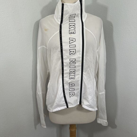 Nike Air Jacket Womens L‎ White Water Repellent Running - Picture 1 of 8